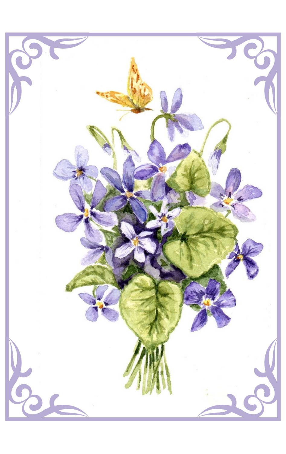 Watercolor violets notecard, gift item