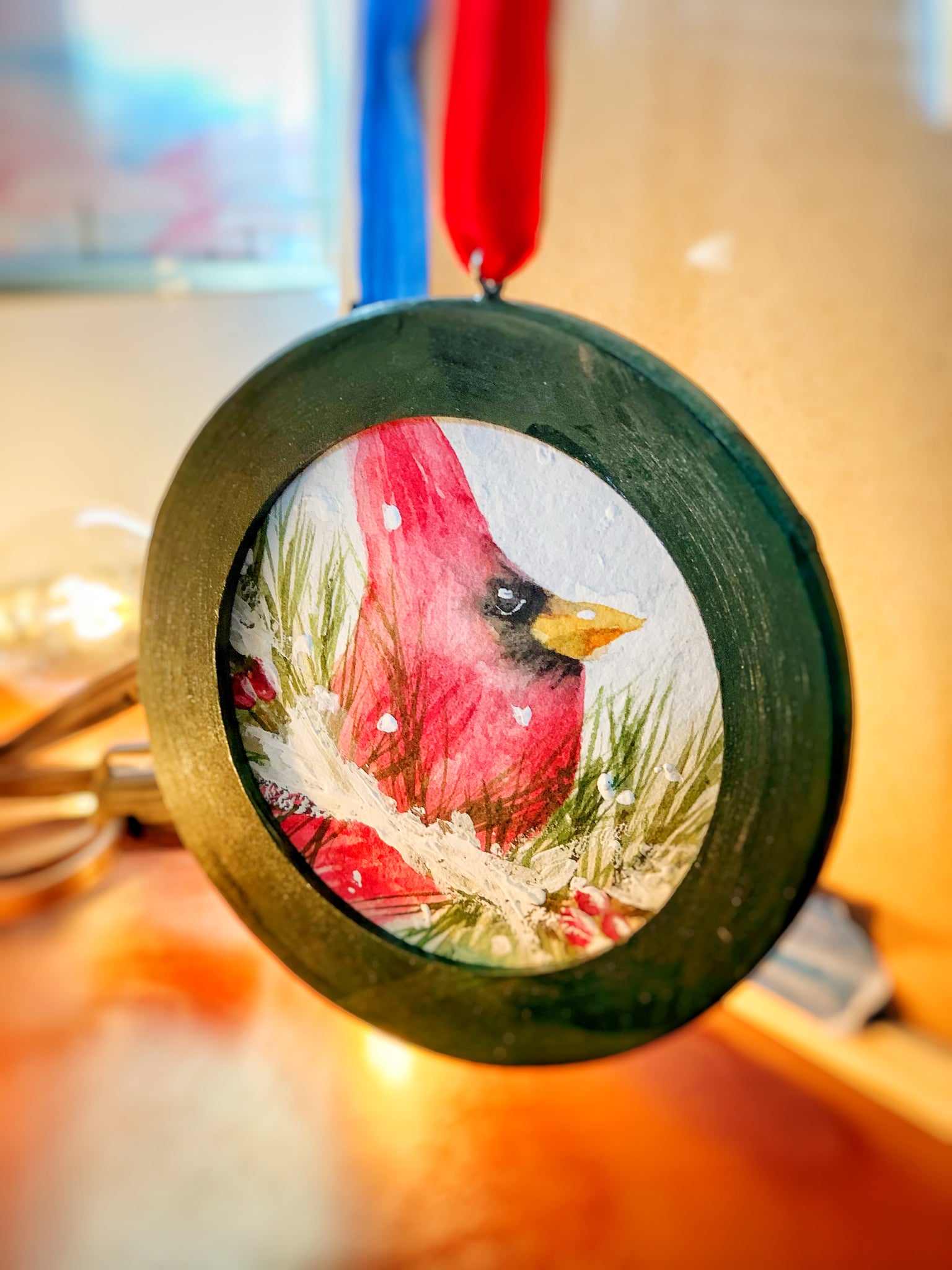 Watercolor Cardinal Ornament